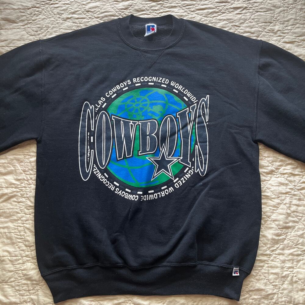 Vintage 90s Dallas Cowboys Russell Athletic Black Sweatshirt Size XL